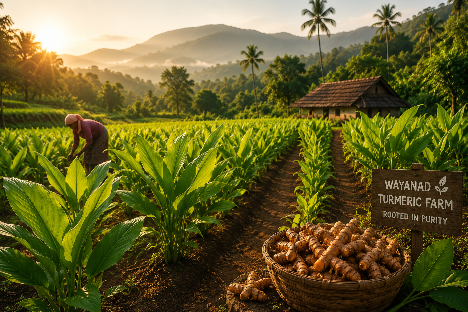 wayanad turmeric farm illustration