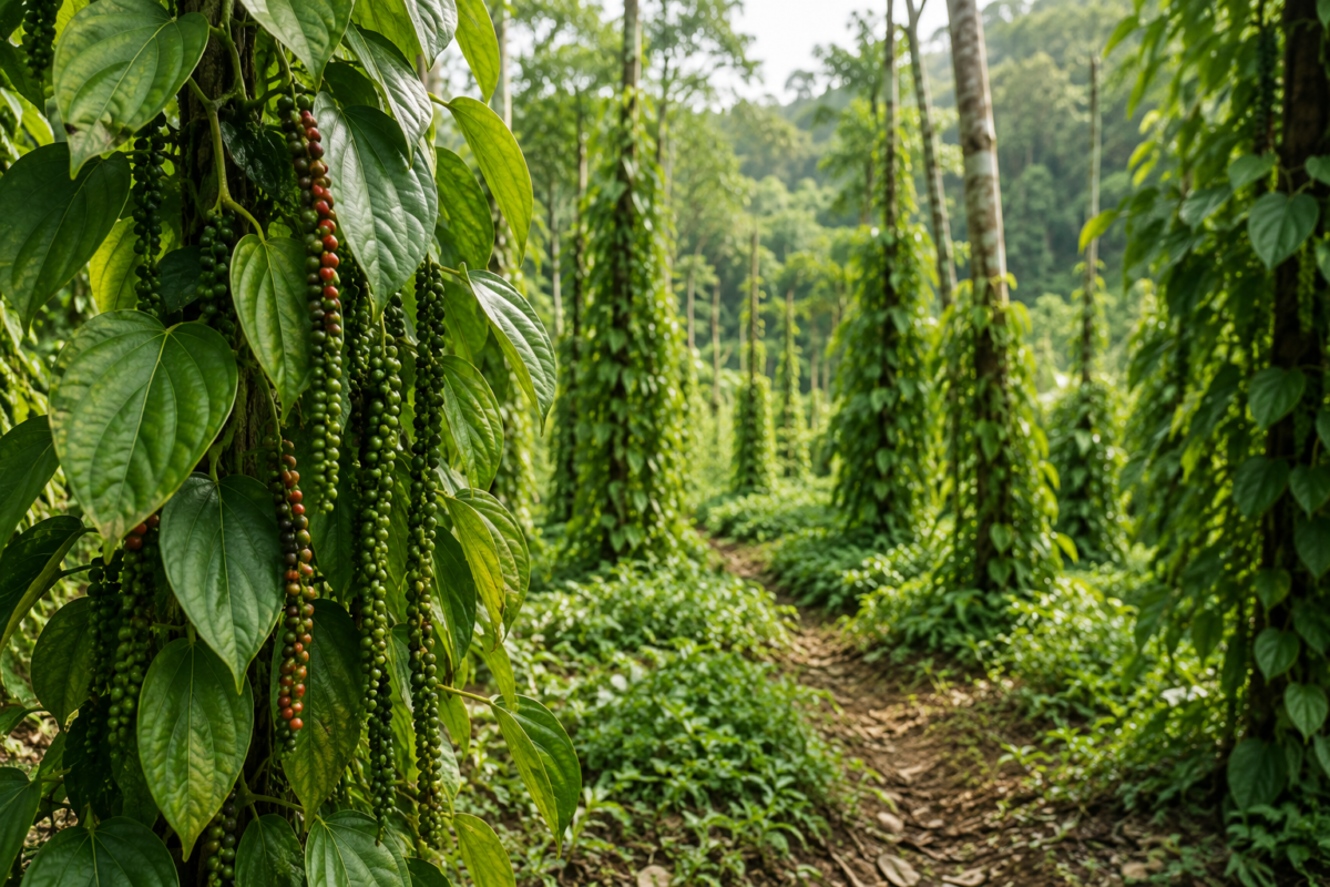 wayanad Black pepper farm illustration